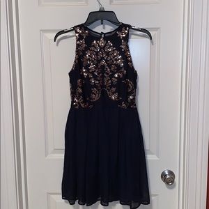 Navy dress with detailing